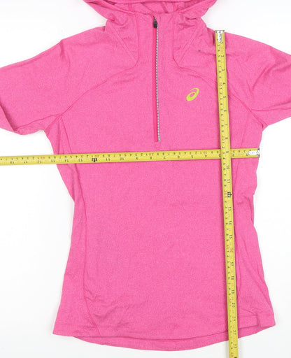 ASICS Women Pink XS 1/2 Zip Hooded Pullover Hoodie