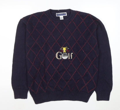 Harbour Classics Men's Blue Argyle Golf Knit Pullover Jumper M