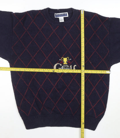 Harbour Classics Men's Blue Argyle Golf Knit Pullover Jumper M