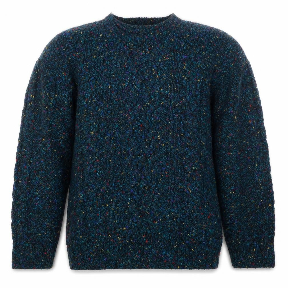SKYR Men's Blue Cable-Knit Wool Blend Pullover Jumper XS