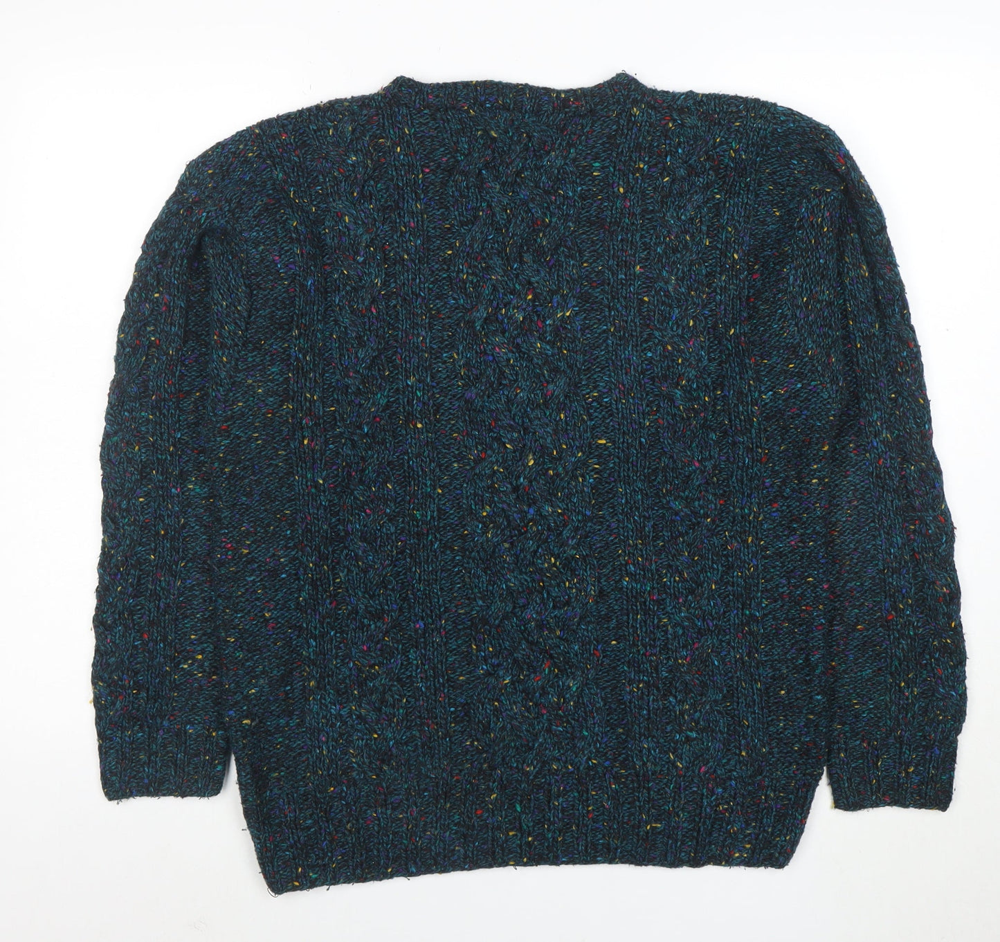 SKYR Men's Blue Cable-Knit Wool Blend Pullover Jumper XS