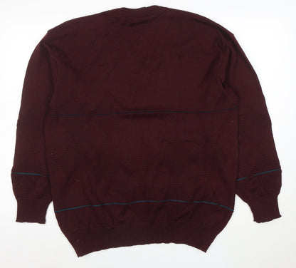 Westbury Men’s Brown Wool V-Neck Argyle Jumper Size L