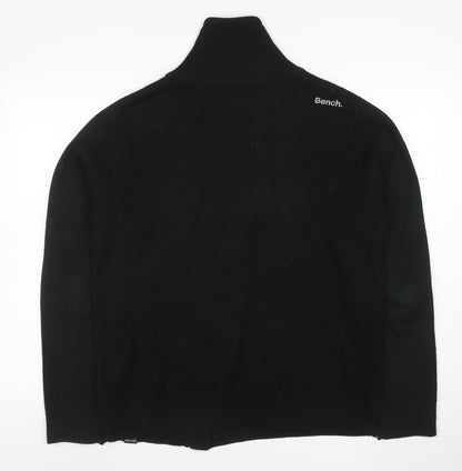 Bench Men's Black XL Full Zip Roll Neck Jumper