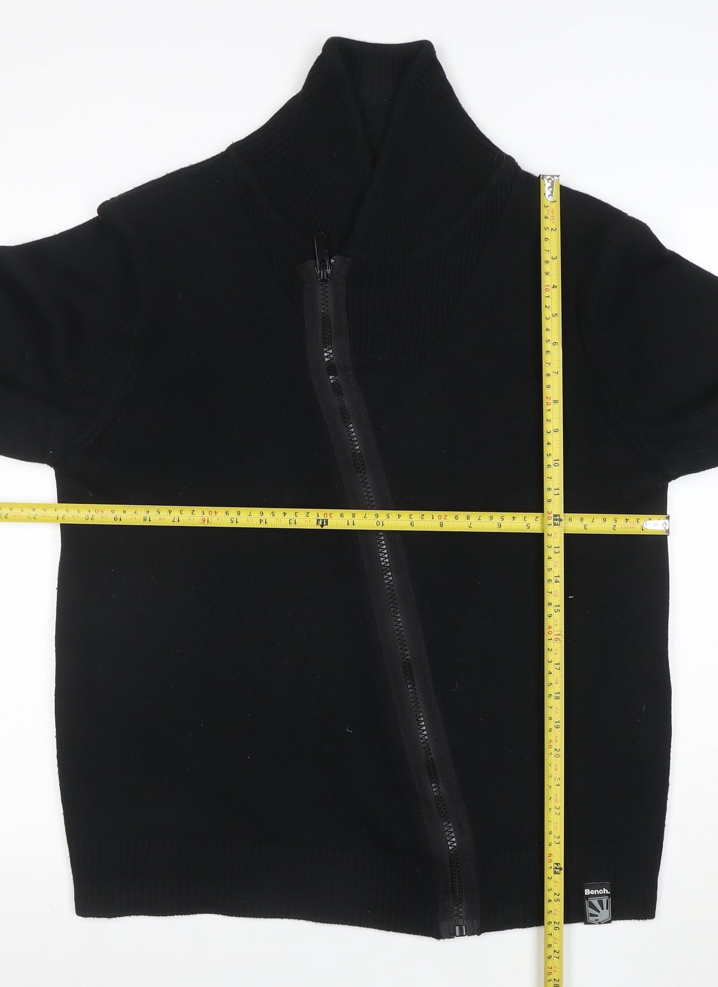 Bench Men's Black XL Full Zip Roll Neck Jumper