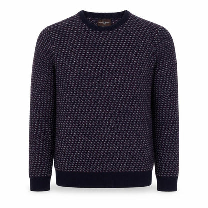 Black Brown 1826 Men's Blue Wool Blend Geometric Pullover Jumper XL