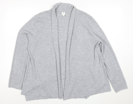 John Lewis Womens Grey Long Sleeve Open Knit Cardigan Size 12