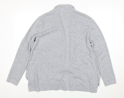John Lewis Womens Grey Long Sleeve Open Knit Cardigan Size 12