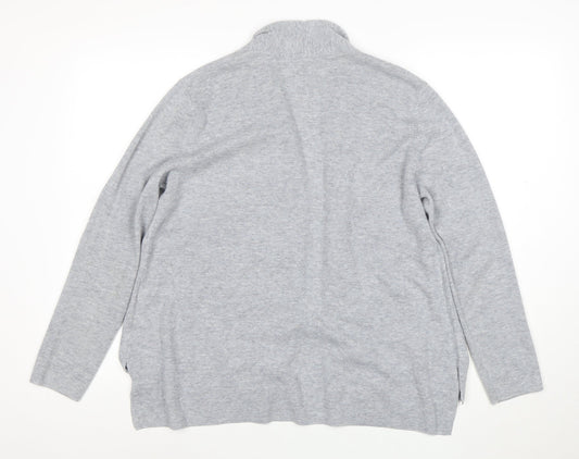 John Lewis Womens Grey Long Sleeve Open Knit Cardigan Size 12