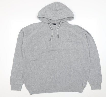 Next Men’s Grey Hooded Pullover Jumper XL Knit Long Sleeve Casual