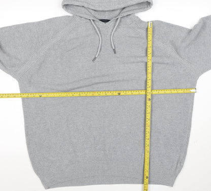 Next Men’s Grey Hooded Pullover Jumper XL Knit Long Sleeve Casual