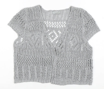 Marks and Spencer Women’s Silver Open Knit Short Sleeve Cardigan Size 16