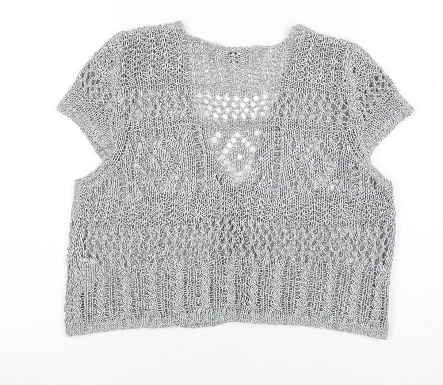 Marks and Spencer Women’s Silver Open Knit Short Sleeve Cardigan Size 16