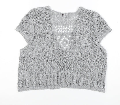 Marks and Spencer Women’s Silver Open Knit Short Sleeve Cardigan Size 16