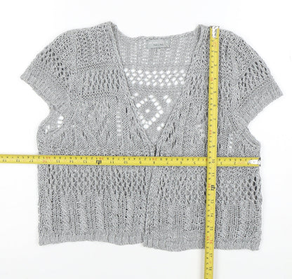 Marks and Spencer Women’s Silver Open Knit Short Sleeve Cardigan Size 16
