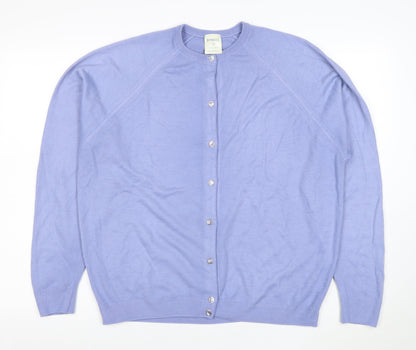 Jonelle Women's Blue Acrylic Crew Neck Cardigan Size 18