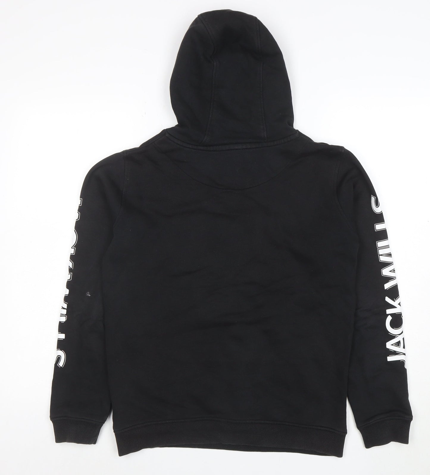 Jack Wills Boys Black Pullover Hoodie 12-13 Years with Zip Pockets