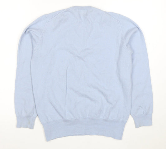 Johnstons of Elgin Womens Blue Wool Crew Neck Jumper Size 14