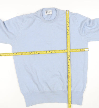 Johnstons of Elgin Womens Blue Wool Crew Neck Jumper Size 14