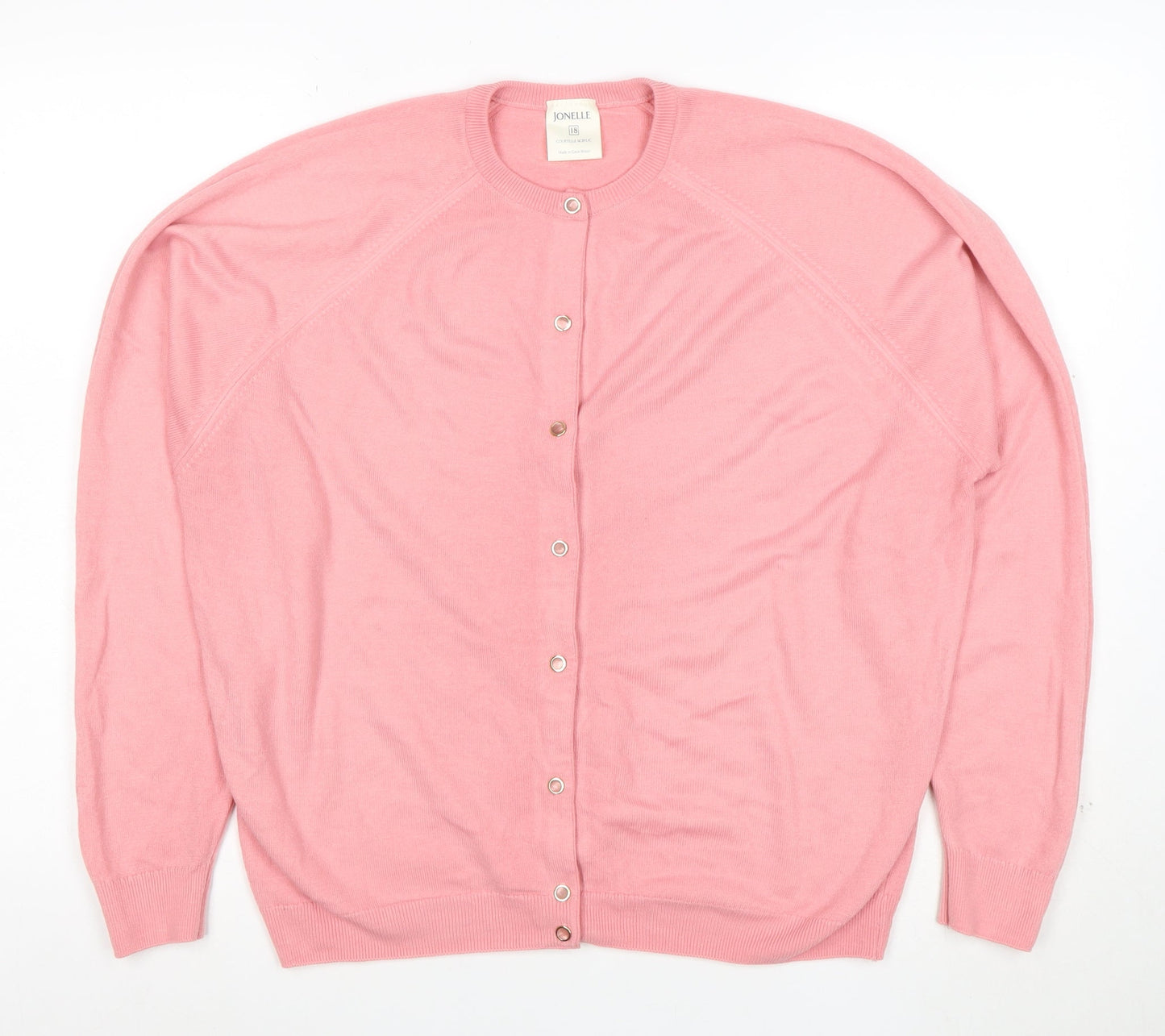 Jonelle Womens Pink Acrylic Button Cardigan Size 18 Classic Knit