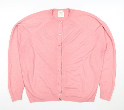 Jonelle Womens Pink Acrylic Button Cardigan Size 18 Classic Knit
