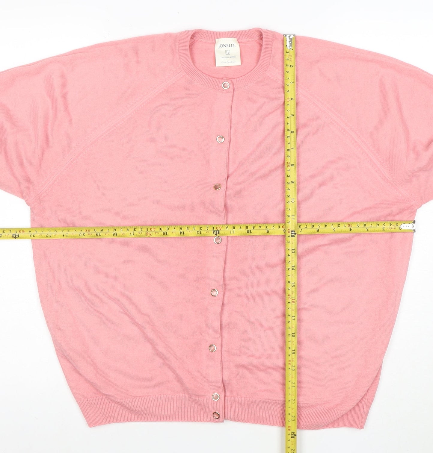 Jonelle Womens Pink Acrylic Button Cardigan Size 18 Classic Knit