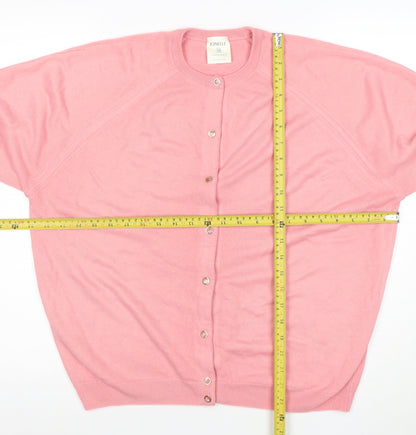 Jonelle Womens Pink Acrylic Button Cardigan Size 18 Classic Knit