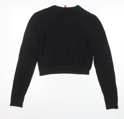H&M Divided Womens Black XS Knit Pullover Jumper Crew Neck 'Lazy Monday Daze'