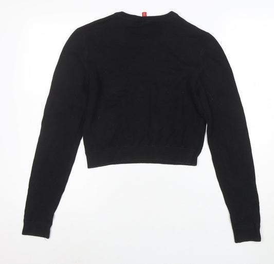 H&M Divided Womens Black XS Knit Pullover Jumper Crew Neck 'Lazy Monday Daze'