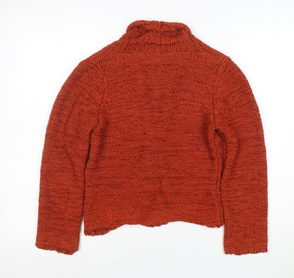 Minuet Women’s Orange Chunky Knit Cardigan UK 8 V-Neck Long Sleeve
