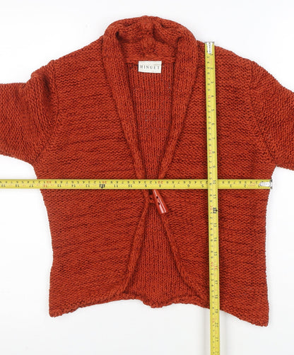 Minuet Women’s Orange Chunky Knit Cardigan UK 8 V-Neck Long Sleeve
