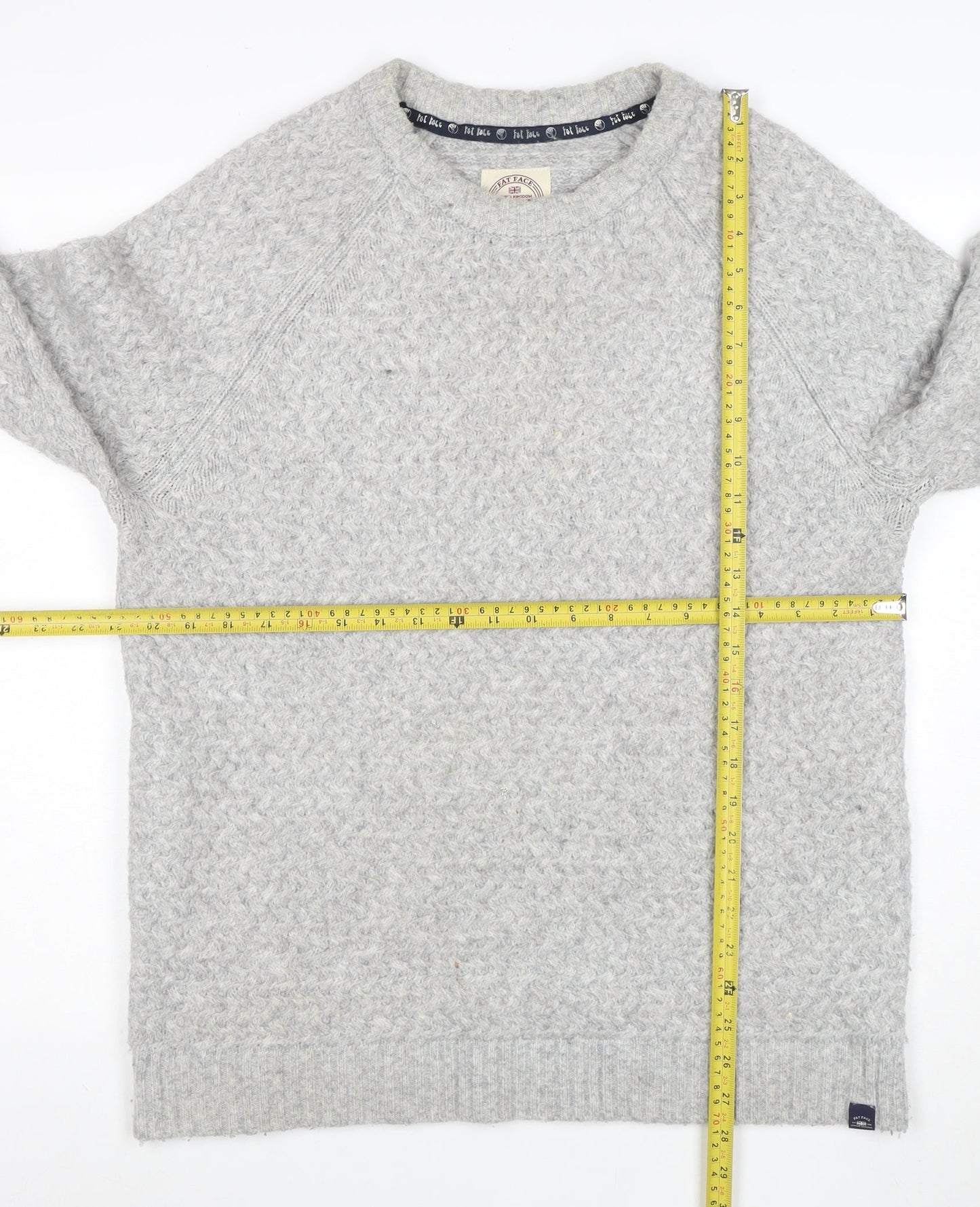 Fat Face Men's Grey Wool Blend Crew Neck Jumper Size L