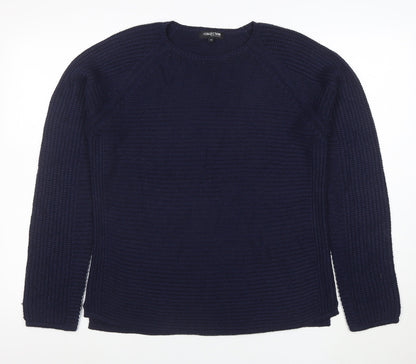 Debenhams Women Blue Cotton Chunky Knit Crew Neck Jumper Size 14