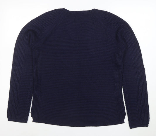 Debenhams Women Blue Cotton Chunky Knit Crew Neck Jumper Size 14
