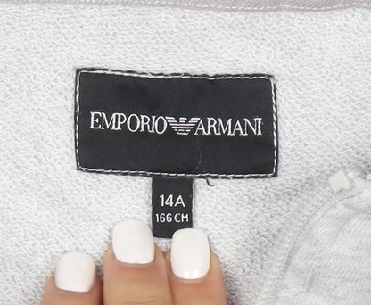 Emporio Armani Boys Grey Full Zip Hoodie - Size 14A 166cm - Cotton Blend