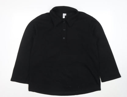 & Other Stories Women Black Henley Sweatshirt Size 12 Cotton Blend