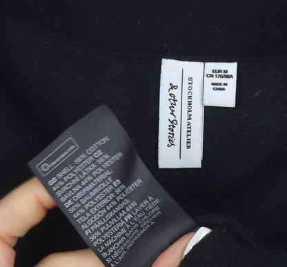 & Other Stories Women Black Henley Sweatshirt Size 12 Cotton Blend