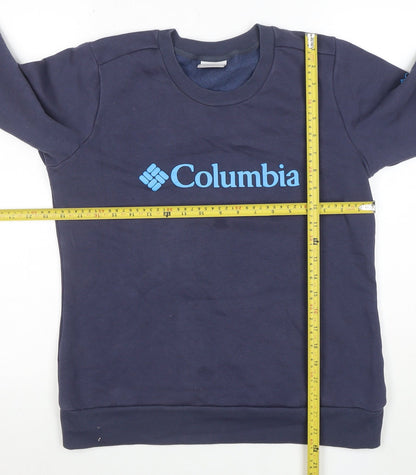 Columbia Women Navy Blue M Pullover Sweatshirt Crew Neck Cotton Blend
