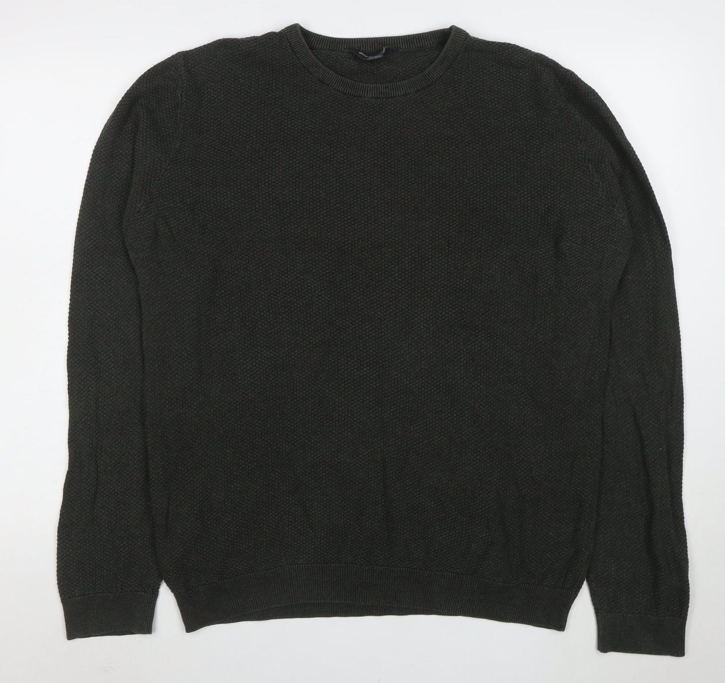 Cedar Wood State Men's Green XL Cotton Crew Neck Pullover Jumper