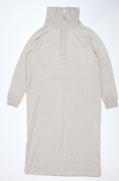 Next Women Beige Knit High Neck Long Sleeve Sweater Dress L