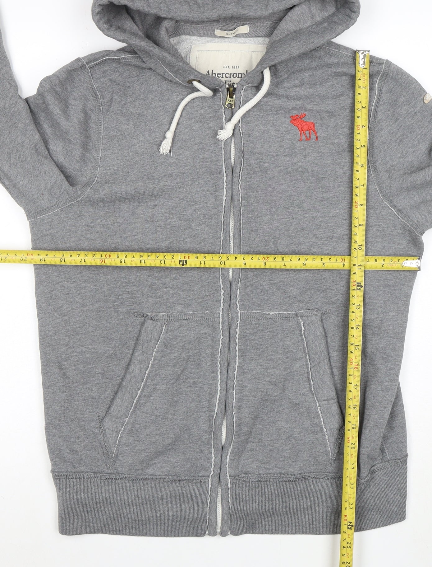 Abercrombie & Fitch Men’s Grey Full Zip Hoodie Small Classic Fit