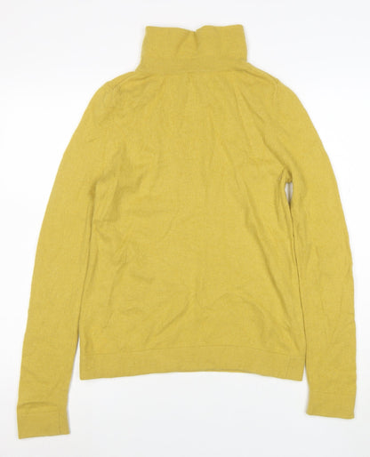 Hobbs Women Yellow Wool Cashmere Roll Neck Jumper M