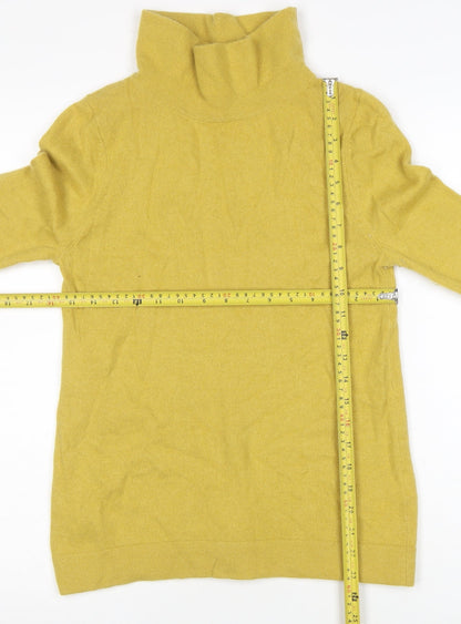Hobbs Women Yellow Wool Cashmere Roll Neck Jumper M