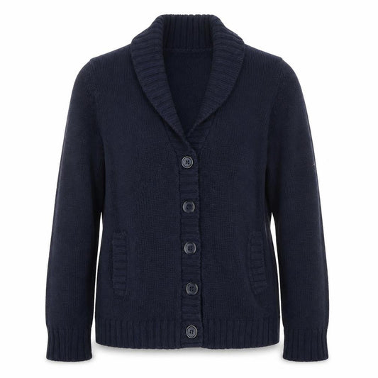 Cotton Traders Womens Navy Blue Long Sleeve Shawl Collar Cardigan Size 14