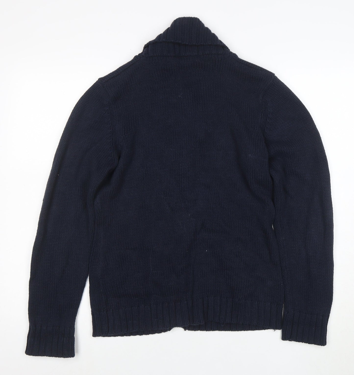Cotton Traders Womens Navy Blue Long Sleeve Shawl Collar Cardigan Size 14
