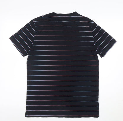Fred Perry Men's Blue Striped Cotton Crew Neck T-Shirt Size S