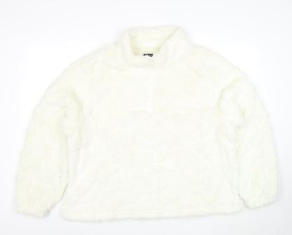 Boohoo Women’s White 1/4 Zip Fleece Hoodie UK 20
