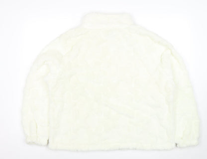 Boohoo Women’s White 1/4 Zip Fleece Hoodie UK 20