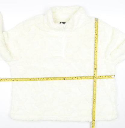 Boohoo Women’s White 1/4 Zip Fleece Hoodie UK 20