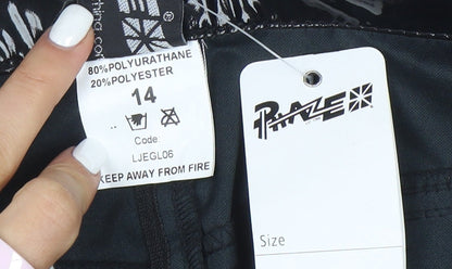 Phaze Womens Black Faux Leather Slim Fit Jeans Size 14 Gothic Rock Style