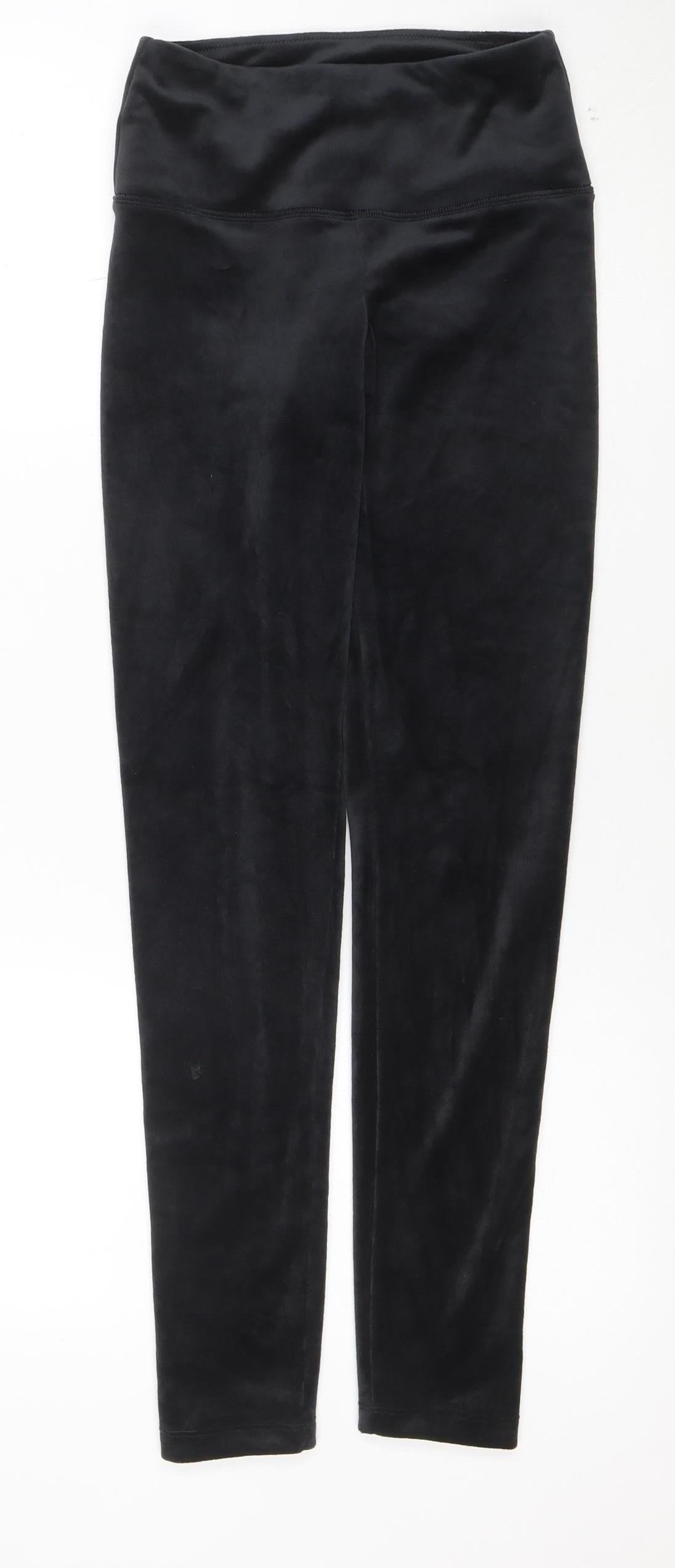 Jezebel Women Black Velour Stretch High Rise Leggings Size S
